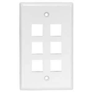 Keystone Wall Plate 6 Port - White