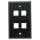 4Port Keystone Wallplate Black Smooth Face