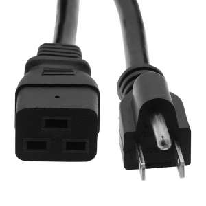 3Ft  Power Cord 5-15 to C19 Black/ SJT 14/3